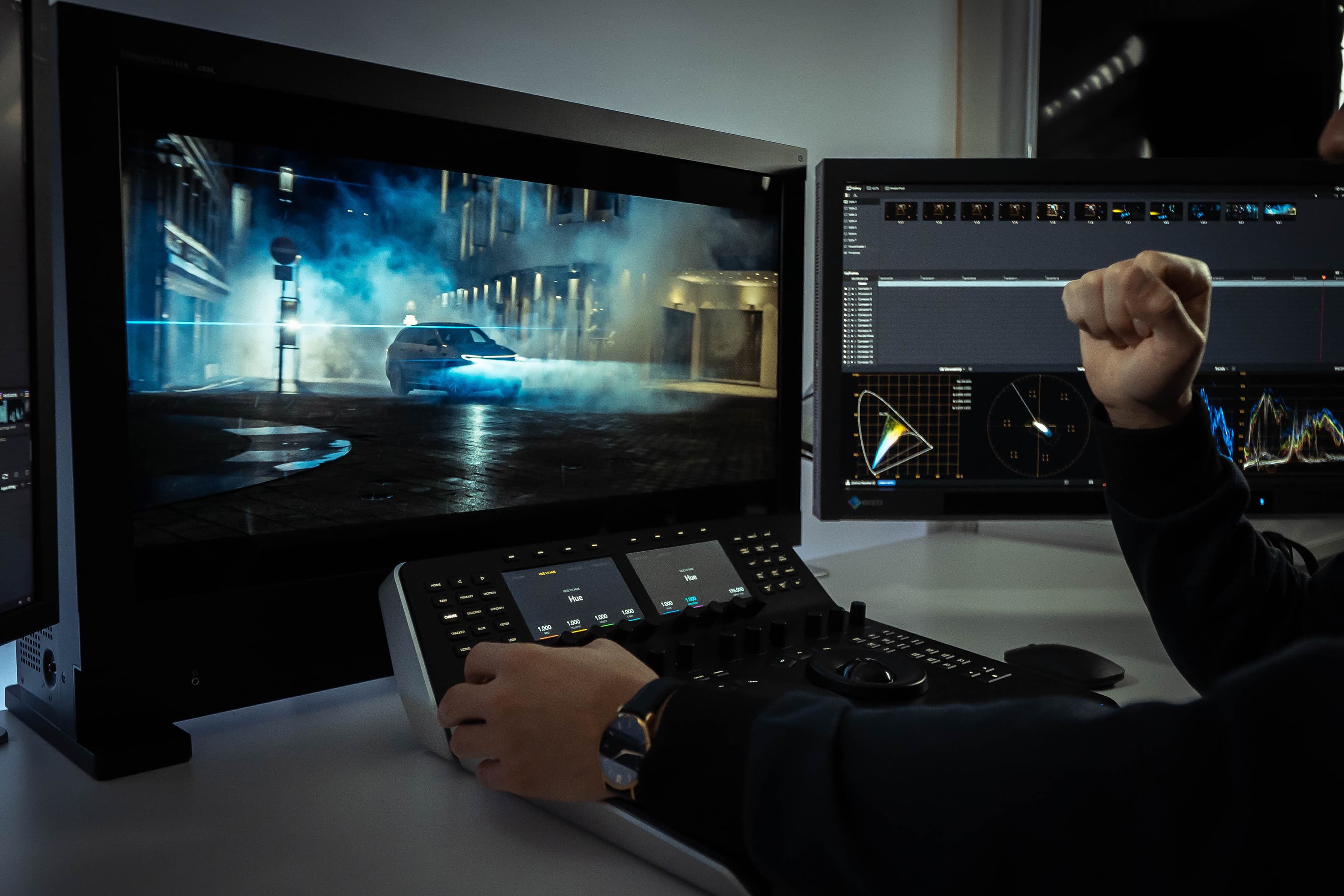Remote Colorist grading a project